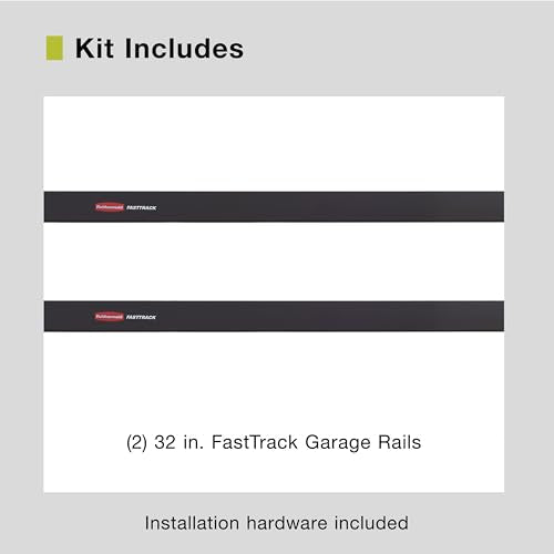 Rubbermaid FastTrack 48-Inch Wall Mounted Storage Rail 2-Pack for Garage Organization