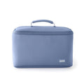 KUSSHI Neoprene Train Case Makeup Bag - Washable Makeup Travel Bag & Vanity Case for Stress Free Travel (Large, Pearl Blue/Sand Pink)
