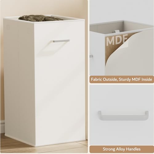 Heeytilly 120L Double Pull-Out Laundry Hamper Cabinet with Removable Bags, White, 23.6"L x 13"W x 29.5"H