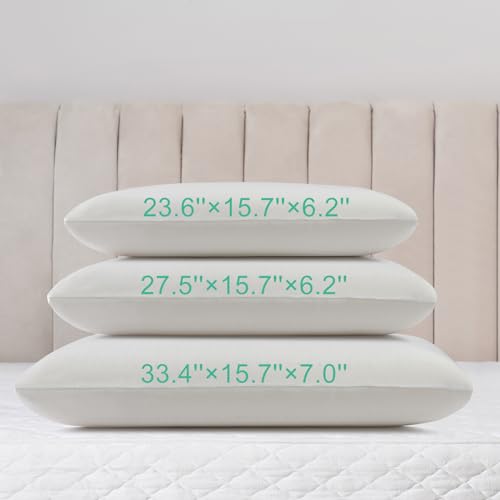 Fomwris Queen Latex Pillow - Medium Loft, Removable Cotton Cover, Breathable, Pressure Relief, Natural Support