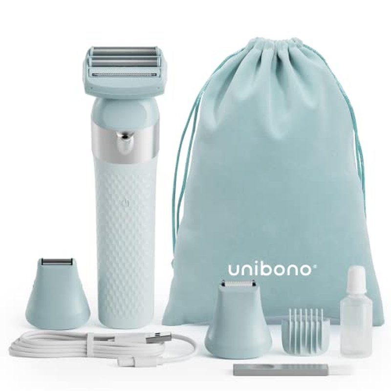 3-in-1 Electric Razor for Women,Dual-Foil Electric Shaver for Woman Face,Legs,Armpit,Rechargeable Bikini Trimmer,3-,Intimate Shaver with Illumination,Public Hair Trimmer Women (Light Blue)