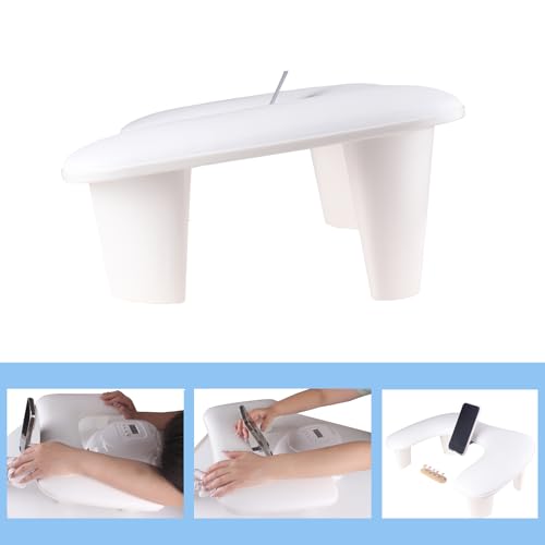 White Manicure Arm Rest with 360° Rotating Phone Holder for Nail Tech - MZCMSL