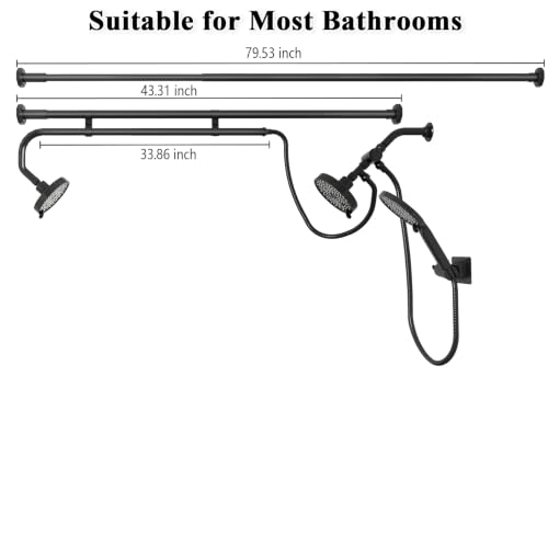 Dual Shower Head with Handheld and Adjustable Support Bar - Shared Bathroom Upgrade