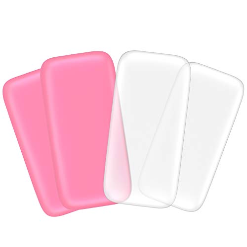 Blulu 4 Pcs Silicone Lash Pads Eyelash Extension Holder Pallet False Lashes Holder Grafting Gasket Pallet Tools for Fake Eyelash Adhesive, Pink and Transparent
