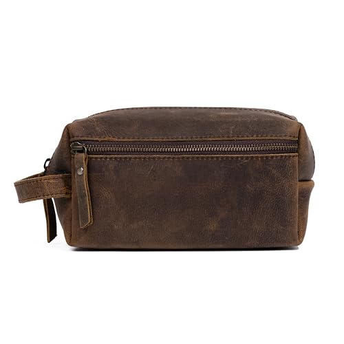 KomalC Travel Toiletry Bag ? Premium Leather Dopp Kit for Men & Women with Water-Resistant Lining & Spacious Zippered Organizer