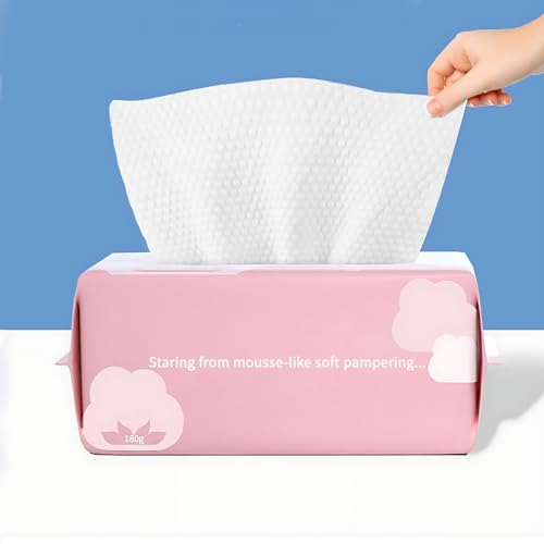 Disposable Face Towel Face Cloths for Washing Soft Cotton Dry Wipes Facial Cloths Towelettes for Washing and Drying, 100 Count Facial Tissue for Cleansing, Skincare and Makeup Remover