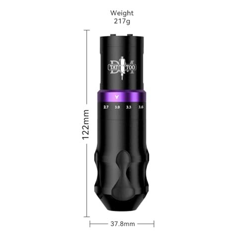 DMTATTOO Wireless Tattoo Pen Machine with Smart Display - Purple, 7 Stroke Lengths