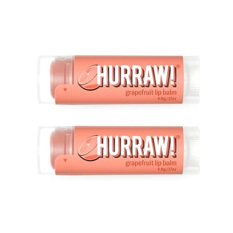 Hurraw! Grapefruit Lip Balm, 2 Pack: Organic, Certified Vegan, Cruelty and Gluten Free. Non-GMO, 100% Natural Ingredients. Bee, Shea, Soy and Palm Free. Made in USA