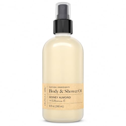 Olivia Care Honey Almond Body & Shower Oil with Vitamin E - Hydrating Daily Moisturizer for Dry Skin, 8 fl oz