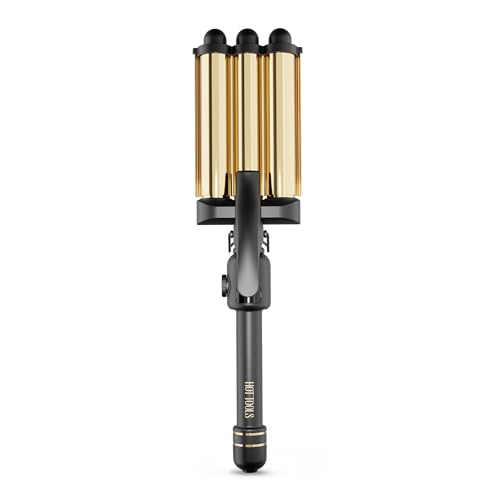 Hot Tools Pro Artist 24K Gold Three-Barrel Hair Waver – Jumbo Beach Waves, 450°F