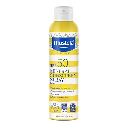 Mineral Sunscreen Spray SPF 50 for Sensitive Skin - Water Resistant Broad Spectrum Baby & Family Sun Protection - 6 fl oz