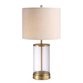 Cordless Glass Bedside Table Lamp with Rechargeable 10,000mAh Battery - Antique Brass, 24-Inch