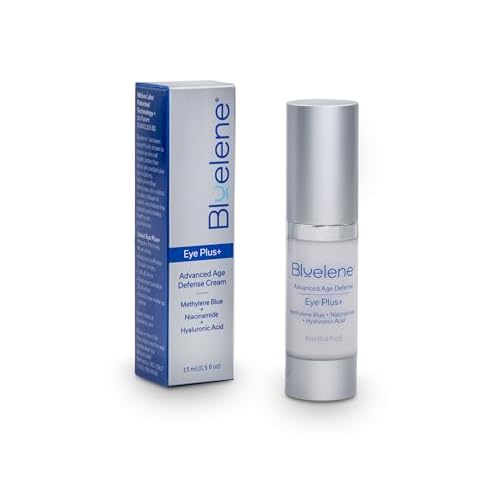 Bluelene EyePlus+, a new formula powered by the ultimate trifecta of Methylene Blue, Ergothioneine, and Niacinamide. Dermatologist approved. Suitable for Sensitive Skin.