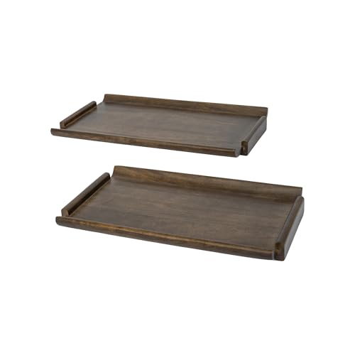 Ellementry Rhythm Brown Wooden Serving Tray Set – Decorative Coffee & Snack Platter