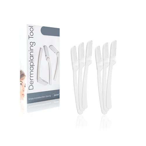 Jasclair Dermaplaning Razor (6 Count) ? Face Razors for Women for Peach Fuzz, Eyebrow Shaping & Gentle Exfoliation ? At-Home Facial Shaver for Smooth Skin and Flawless Makeup Prep