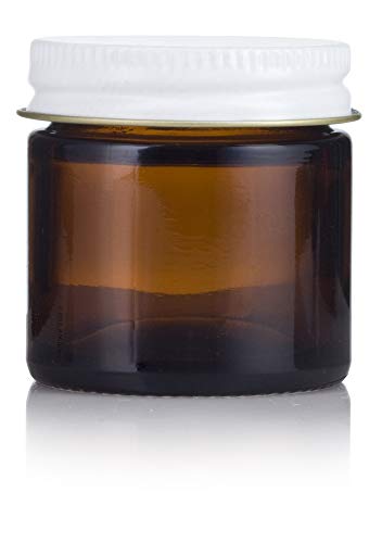12 Pack Amber Glass Jars with White Metal Airtight Lids - 1.75 Inch