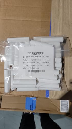 Vanilla Lip Balm Bulk Pack of 50 - Natural Ingredients, Unlabeled, Made in USA