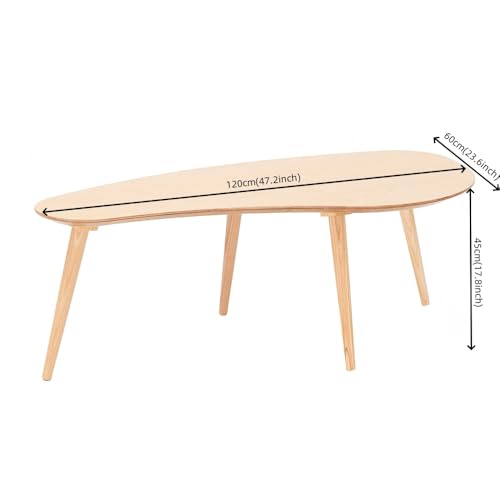 Natural Solid Wood Round Coffee Table with Removable Legs - WoJKod