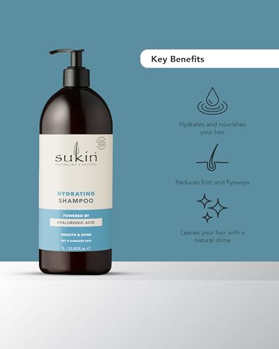 Sukin Hydrating Shampoo 33.82oz Vegan Natural Hair Care with Shea & Coconut (1 Pack)
