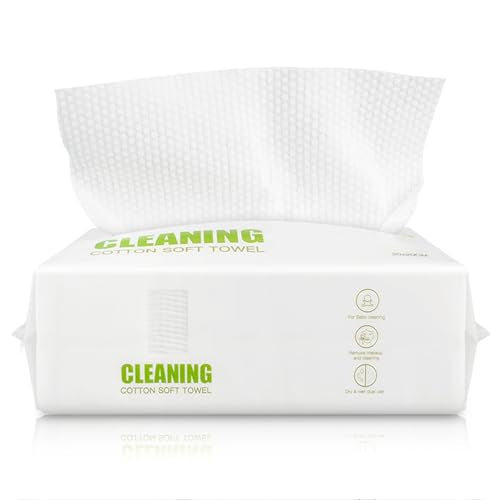 Disposable Face Towels ? 60 Count Biodegradable Facial Cleansing Cloths ? Lint-Free, Unscented, Extra Thick Soft Towelettes for Sensitive Skin & Makeup Removal