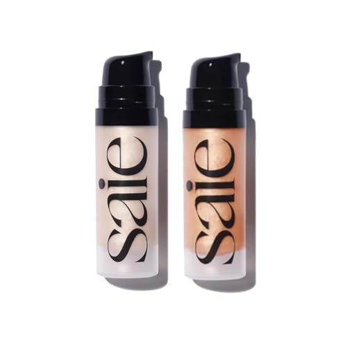 Saie Glowy Super Gel Mini Duo - Lightweight Liquid Highlighter Set for Dewy Skin