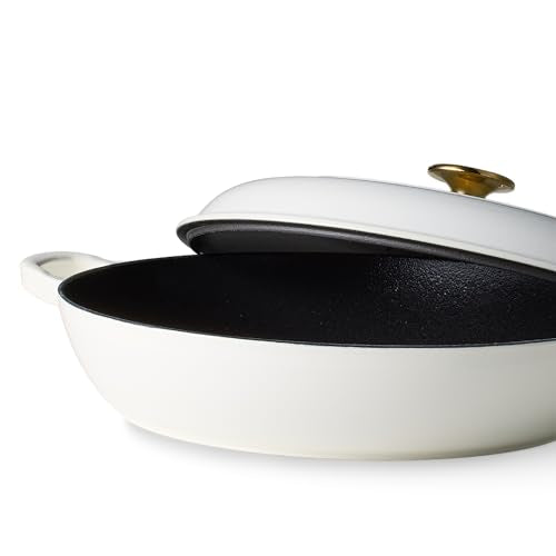Carote 3.4QT White Enamel Cast Iron Dutch Oven with Lid