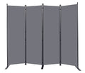 Grey 4-Panel Room Divider 88 Inch Wide Folding Privacy Screen