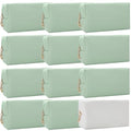 Bridesmaid Proposal Gifts Letter Cosmetic makeup bag bulk for Wedding Party Favors Bachelorette party decorations Toiletry Organizer Bag Makeup Case Gift (12, White&Sage Green)