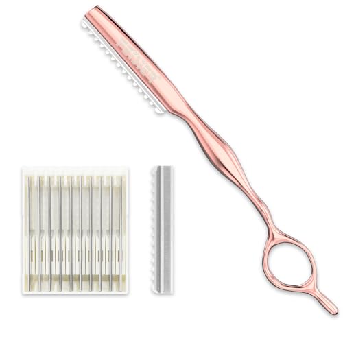 Hair Razors for Cutting Hair, Professional Styling Texturizing Razor, Stainless Steel Thinning Razor Kit with 10 Replacement Blades, Premium Texture Cutting Razor for Salon and Home