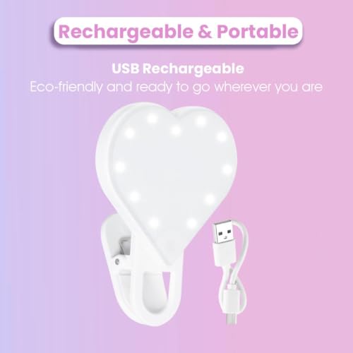 Riki Sweetheart Clip-On LED Makeup & Selfie Mirror - Hot Pink