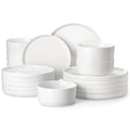 Ivory White Porcelain Dinnerware Set for 6 - 18 Piece Serving Plates & Bowls