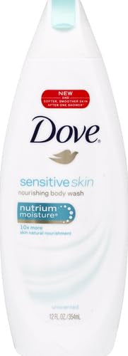 Dove Sensitive Skin Body Wash 12oz Pack of 3 - Gentle, Hydrating, Paraben-Free