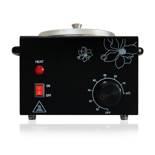 Wax Warmer with Adjustable Temperature - Hair Removal Heating Device - Black Single Pot