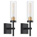 SANTOSTOCK Black Gold & Clear Glass Wireless Wall Sconces Set of 2 - Rechargeable Dimmable Battery-Powered LED Lights for Bedroom Living Room Bathroom Hallway 16 Inch