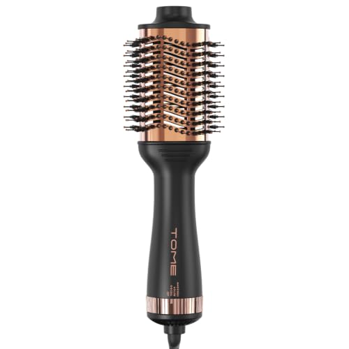 3-Inch Hot Air Brush - 1200W Oval Ceramic Titanium Blowout Styling Tool, Dual Voltage - Black