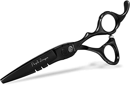 Purple Dragon 5.5 Inch Hair Cutting Shears Set with Bag - Black, Professional Barber Scissors