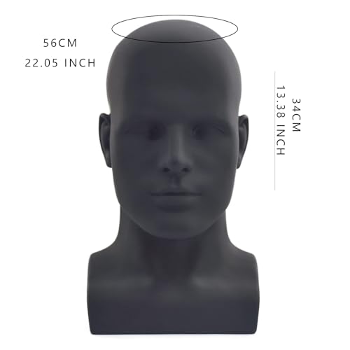 PVC Male Mannequin Head for Display and Training - Black, Variation L90yh