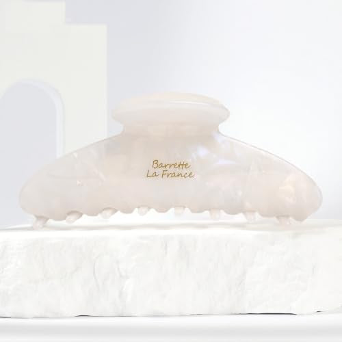 GlamUp 2Pcs Hair Claw Clips XL 5.5in & M 4.3in Acetate, White Pearl & Jelly Blush Pink – Strong Hold Gift Box