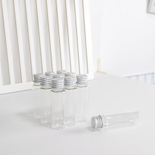 100pcs Clear Plastic Bottle With Aluminium Screw Cap Tiny Jars Cosmetic Container Travel Kit Empty Refillable Bottles Jars 25ml