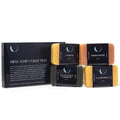Men's Natural Exfoliating Bar Soap Pack of 4 – Sandalwood, Lemon, Charcoal & Chamomile