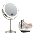 SANFANGIE 9-inch Brushed Nickel Lighted Makeup Mirror with 20X Magnification