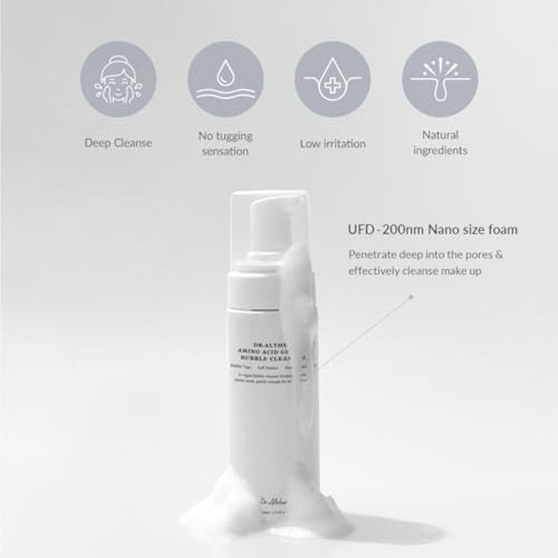 Dr.Althea Amino Acid Gentle Bubble Cleanser | Foam Cleanser | Daily Gentle Face Wash for Sensitive Skin | Vegan Korean Skin Care | 4.73 fl oz