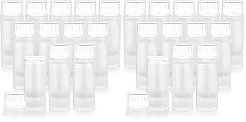 128x41mm Plastic Deodorant Containers 60ml Twist-Up Refillable Tubes Pack of 12 - Translucent
