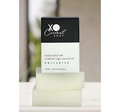 Unscented Coconut Oil Bar Soap - Handcrafted Organic Natural Face & Body - 2 Bars