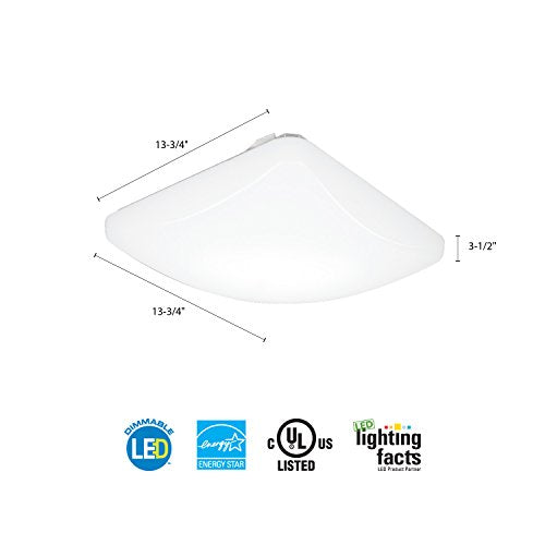 14-Inch LED Flush Mount Light - 4000K, 1100 Lumens, 50,000 Hours, White