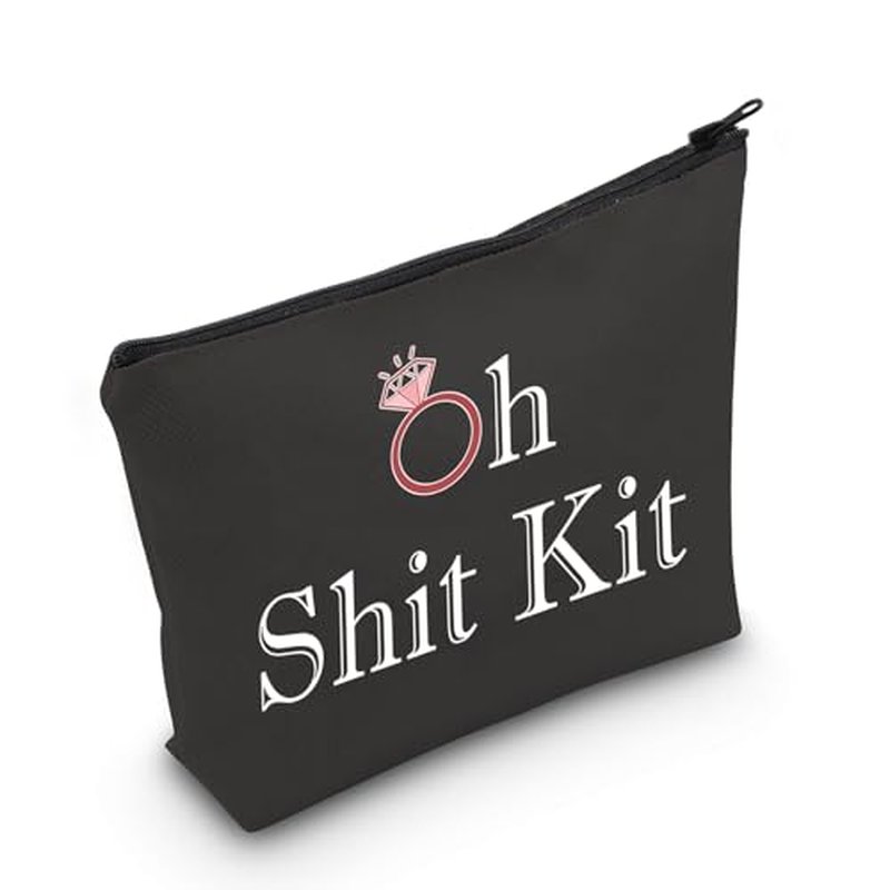 LEVLO Funny Bachelorette Kit Bags Bridal Shower Gift Oh Shit Kit Makeup Bag 2025 Wedding Party Cosmetic Bag Bridesmaid Makeup Pouch (Oh Shit Kit-balck)