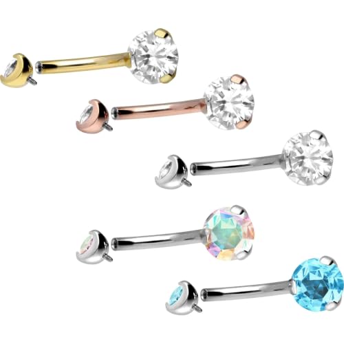Titanium Belly Button Ring with Crystals - Gold & Rainbow Variations, 14G, 10mm