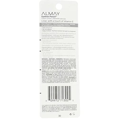 Almay Hypoallergenic Brown Eyeliner Pencil Pack of 6 - Long-Lasting, Water-Resistant, 0.01 oz each