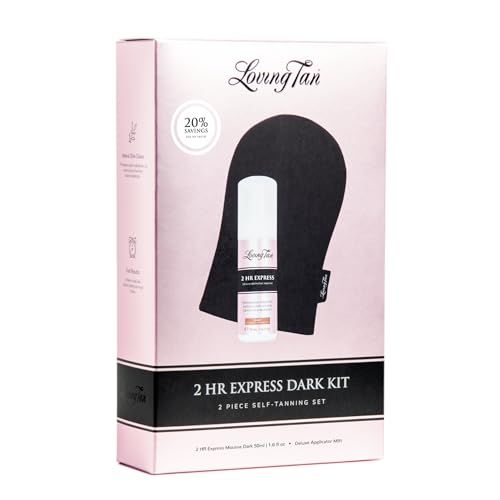 Loving Tan 2 HR Express Self Tanner Mousse Mini Kit - Dark, 1.6 Fl Oz Travel Size