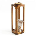 Small Square Side Table - 24 Inch Tall Acacia Wood End Table for Sofa, Balcony, Small Spaces
